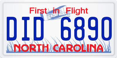 NC license plate DID6890
