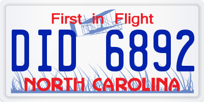NC license plate DID6892