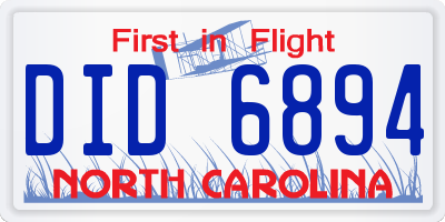 NC license plate DID6894