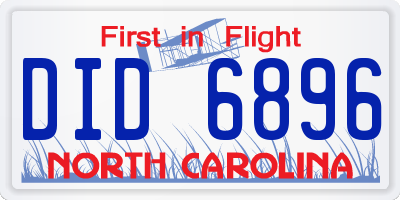 NC license plate DID6896
