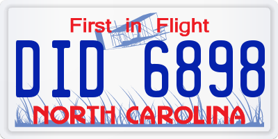 NC license plate DID6898