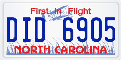 NC license plate DID6905