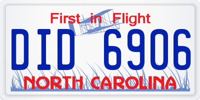 NC license plate DID6906