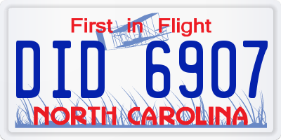 NC license plate DID6907