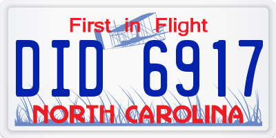 NC license plate DID6917