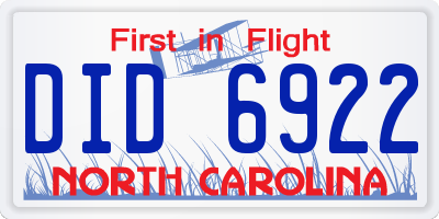 NC license plate DID6922