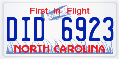 NC license plate DID6923