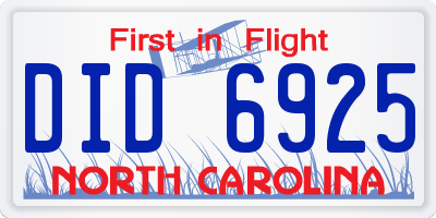 NC license plate DID6925