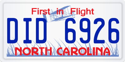 NC license plate DID6926