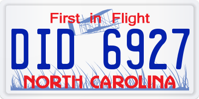 NC license plate DID6927