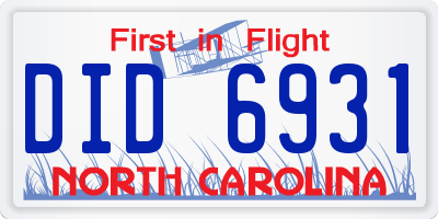NC license plate DID6931