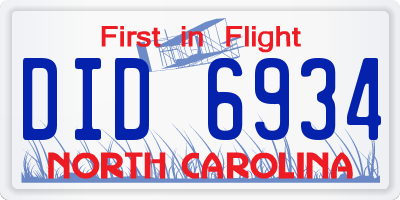NC license plate DID6934