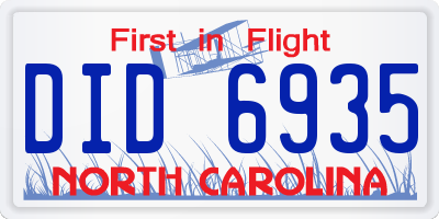 NC license plate DID6935