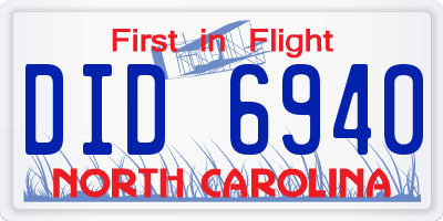 NC license plate DID6940