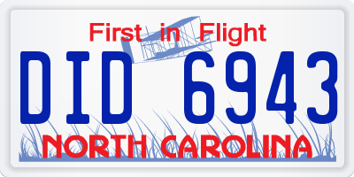 NC license plate DID6943