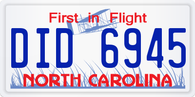 NC license plate DID6945