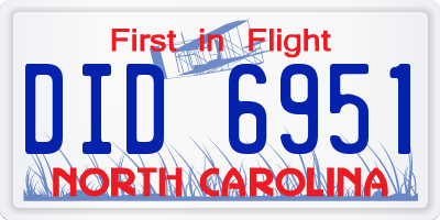 NC license plate DID6951