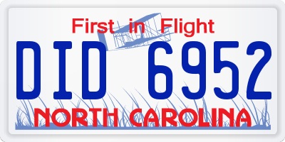 NC license plate DID6952