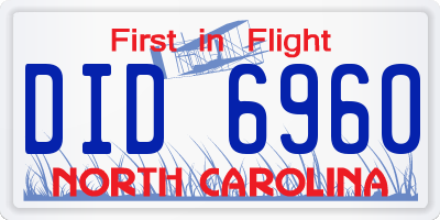 NC license plate DID6960