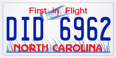 NC license plate DID6962