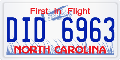 NC license plate DID6963