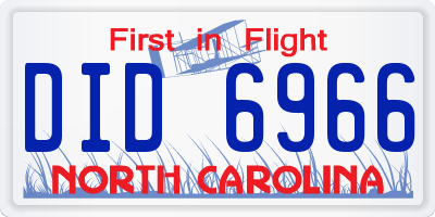NC license plate DID6966