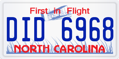 NC license plate DID6968