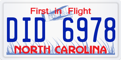 NC license plate DID6978