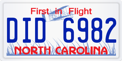 NC license plate DID6982
