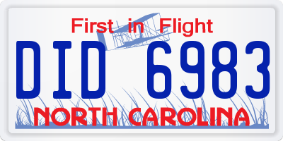 NC license plate DID6983