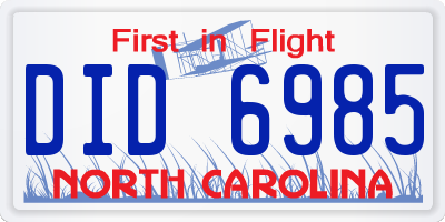 NC license plate DID6985