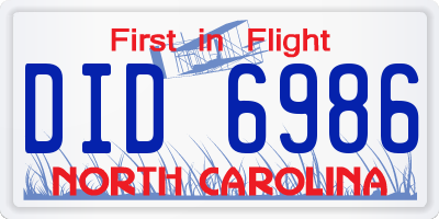 NC license plate DID6986