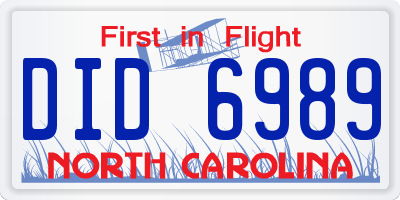 NC license plate DID6989