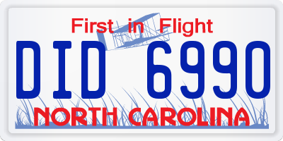 NC license plate DID6990
