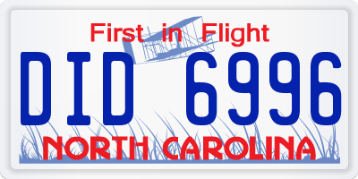 NC license plate DID6996