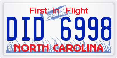 NC license plate DID6998