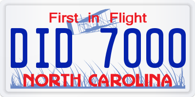 NC license plate DID7000