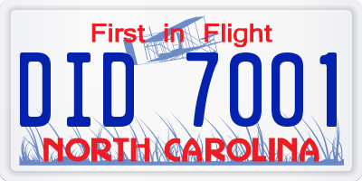 NC license plate DID7001