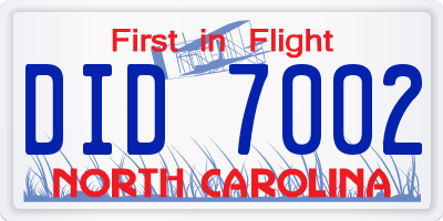 NC license plate DID7002