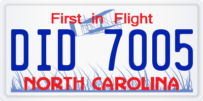 NC license plate DID7005