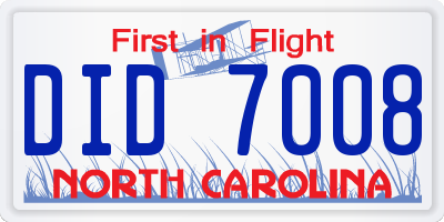 NC license plate DID7008