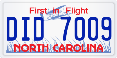 NC license plate DID7009