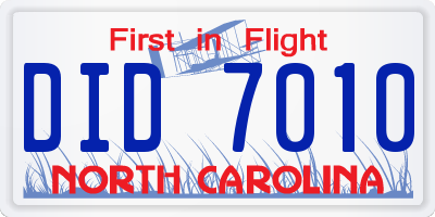 NC license plate DID7010