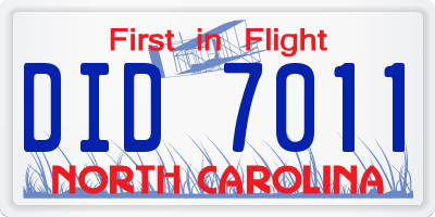 NC license plate DID7011