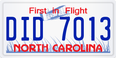 NC license plate DID7013