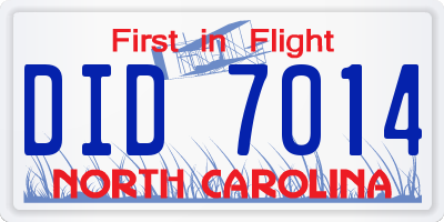 NC license plate DID7014