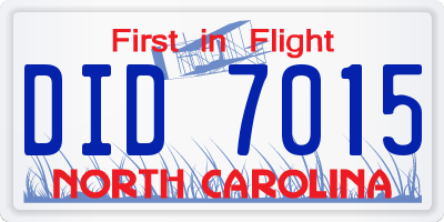 NC license plate DID7015