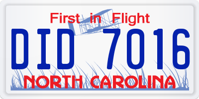 NC license plate DID7016
