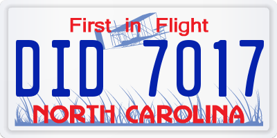NC license plate DID7017