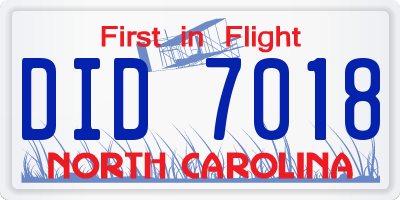 NC license plate DID7018